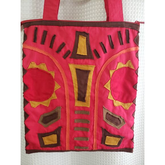 Saya Collections Tote Bag Pink Hand-Sewn Look Design NWT Summer Beach Purse Boho - Picture 2 of 5